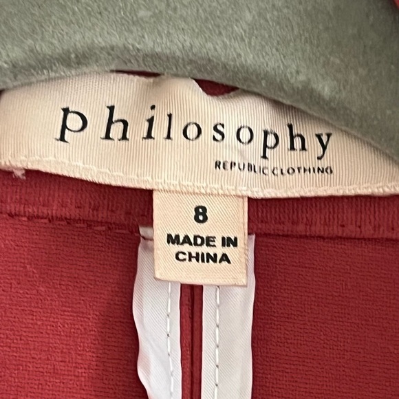 Philosophy Deep Red Womens Blazer 8 Stretch Single Breast Business Casual Preppy - Picture 2 of 10